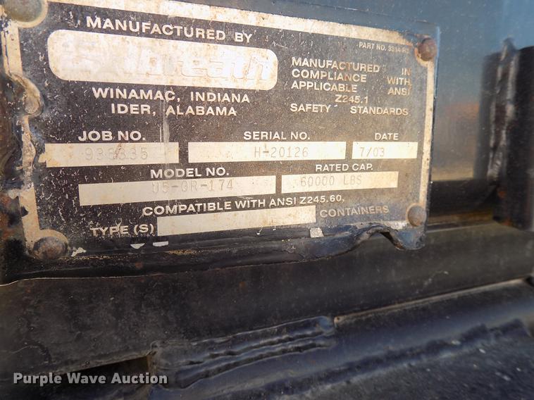 image for item DC4792 2004 Sterling LT9513 roll off truck