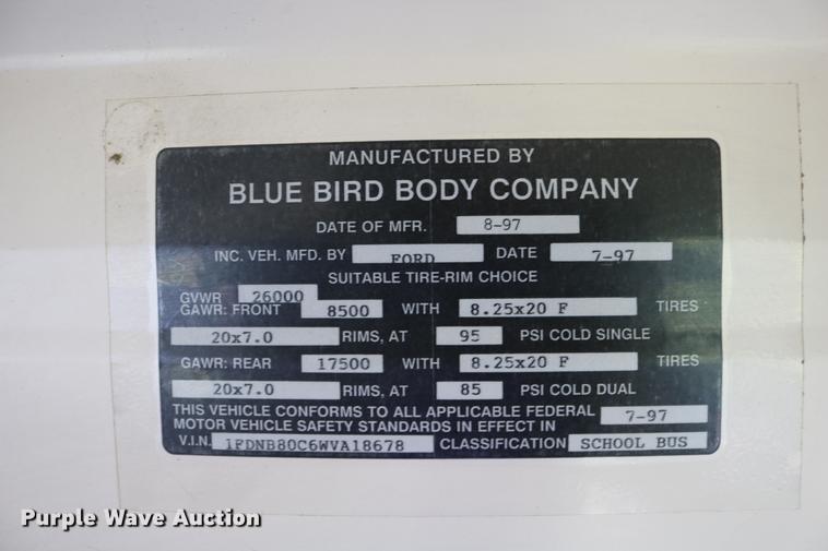 image for item DD0035 1998 Ford B800 bus