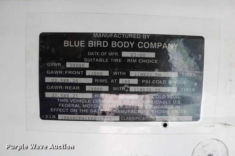 image for item DD0036 2000 Blue Bird TC2000 bus