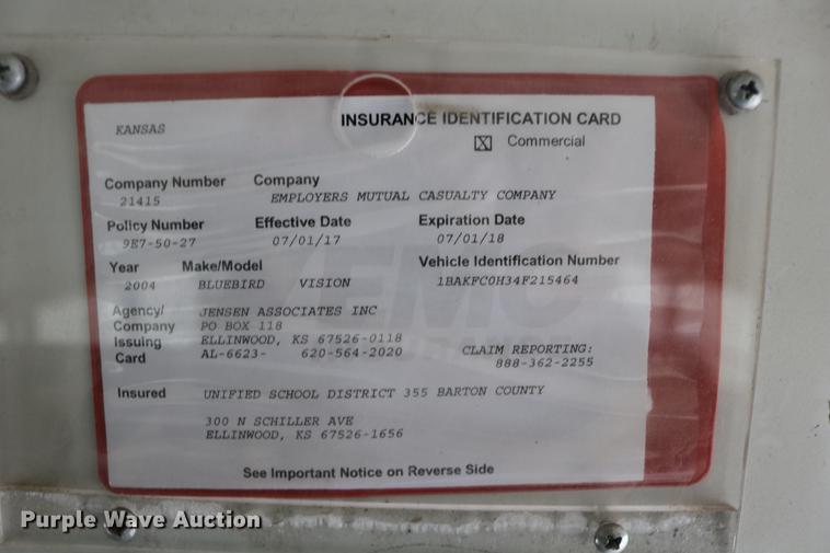 image for item DD0069 2004 Blue Bird Vision school bus