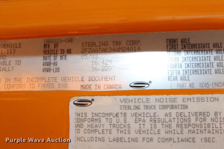 image for item DD0104 2004 Sterling L7500 dump truck