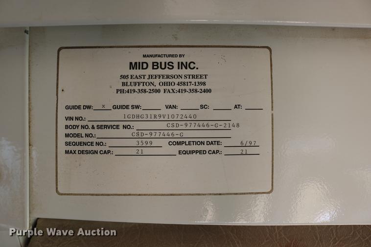 image for item DD0115 1997 GMC Savana G3500 school bus