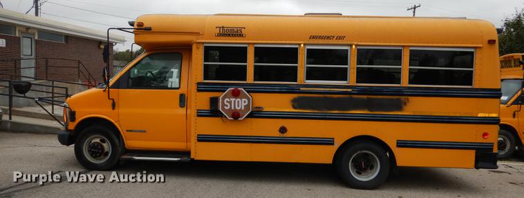 image for item DD0827 2002 GMC Savana G3500 Cargo Thomas school bus