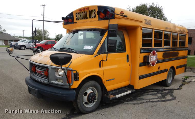 image for item DD0829 2002 GMC Savana G3500 Cargo Thomas school bus