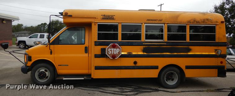 image for item DD0829 2002 GMC Savana G3500 Cargo Thomas school bus