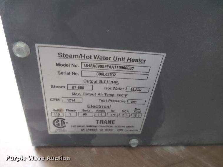 image for item DE9189 (4) Trane steam/hot water heaters
