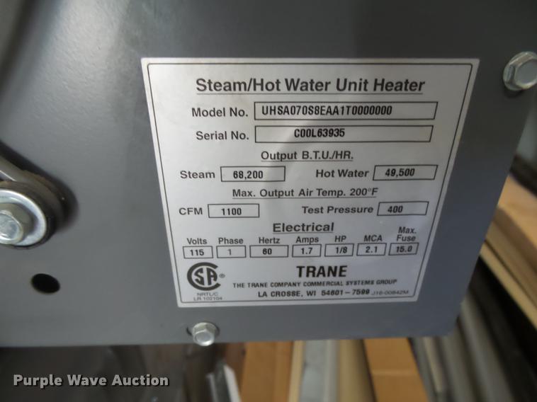 image for item DE9189 (4) Trane steam/hot water heaters