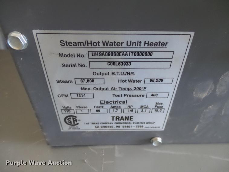 image for item DE9189 (4) Trane steam/hot water heaters