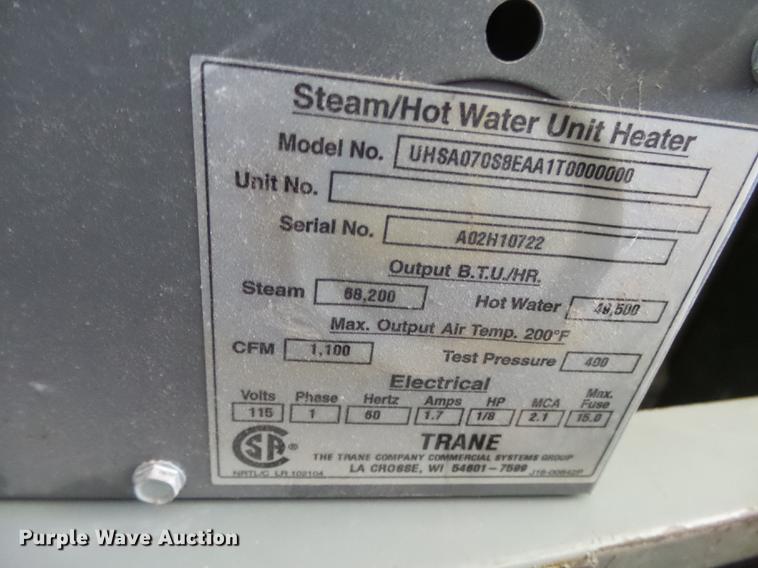 image for item DE9189 (4) Trane steam/hot water heaters