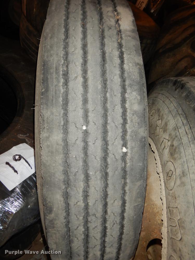 image for item EE9083 (2) Firestone 11R22.5 tires and wheels