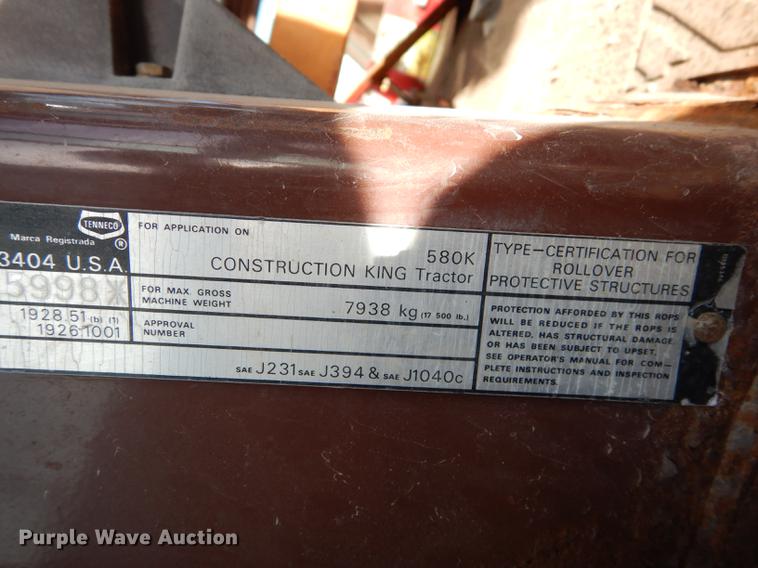 image for item J5658 1991 Case 580K Construction King backhoe