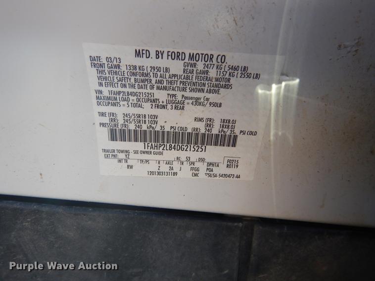 image for item J5664 2013 Ford Taurus Police Interceptor