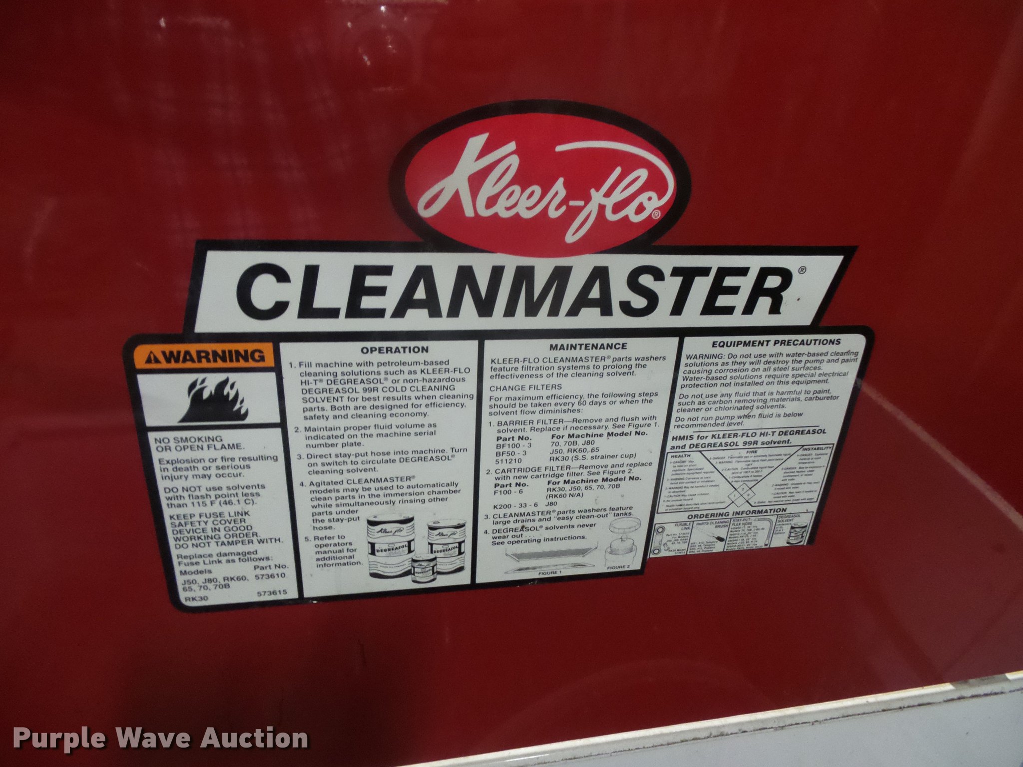 Kleen Tech parts washer in Des Moines, IA Item DE9275 sold Purple Wave