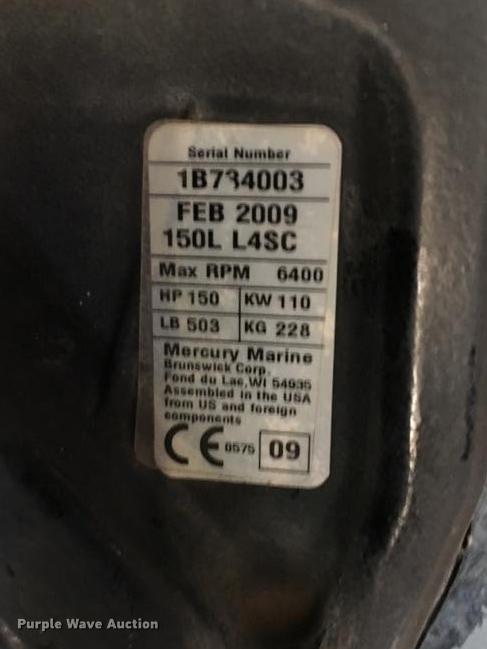 image for item AZ9406 2009 Mercury four stroke outboard motor