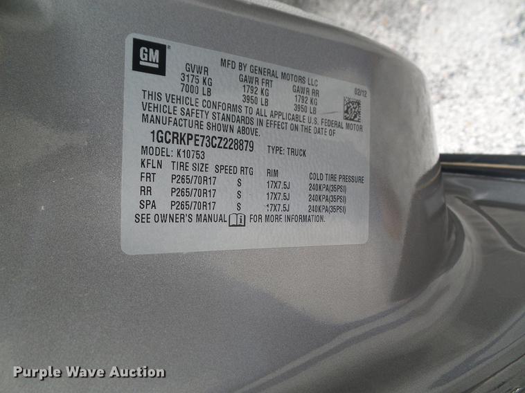 image for item DA6908 2012 Chevrolet Silverado 1500 Ext. Cab pickup truck