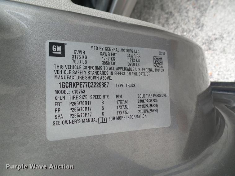 image for item DA6916 2012 Chevrolet Silverado 1500 Ext. Cab pickup truck