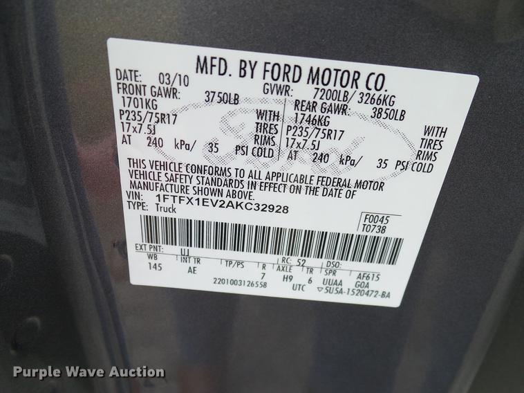 image for item DA6917 2010 Ford F150 XL SuperCab pickup truck