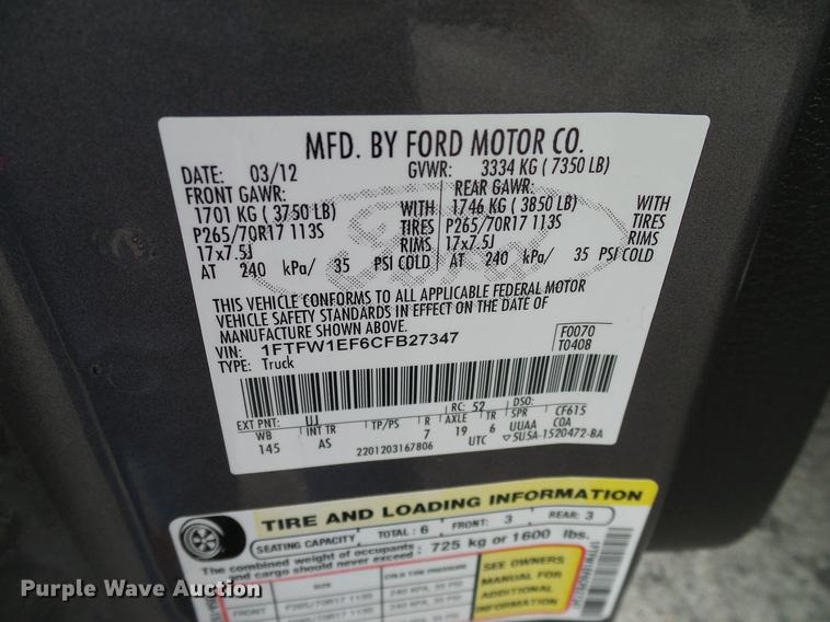 image for item DA6921 2012 Ford F150 XL SuperCrew pickup truck