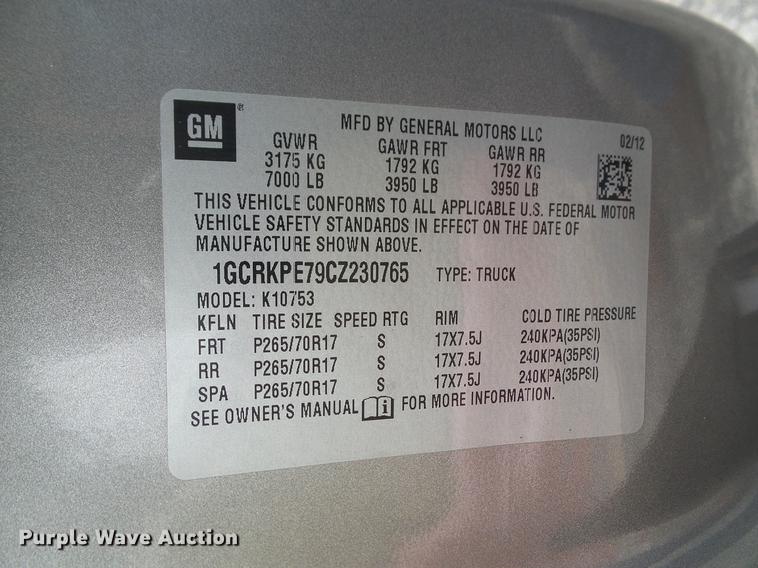 image for item DA6924 2012 Chevrolet Silverado 1500 Ext. Cab pickup truck