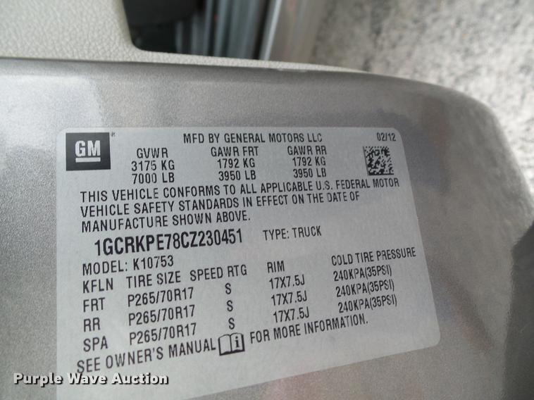 image for item DA6928 2012 Chevrolet Silverado 1500 Ext. Cab pickup truck