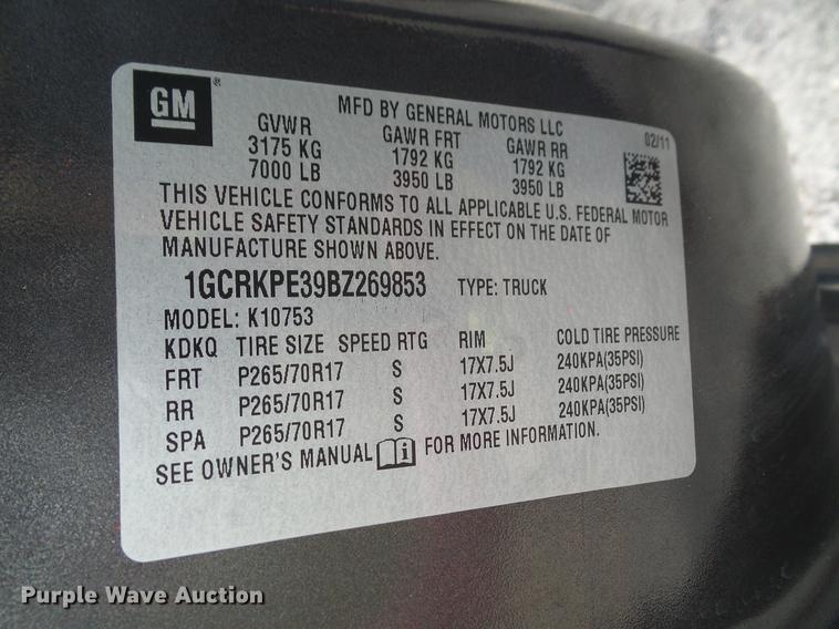 image for item DA6931 2011 Chevrolet Silverado 1500 Ext. Cab pickup truck