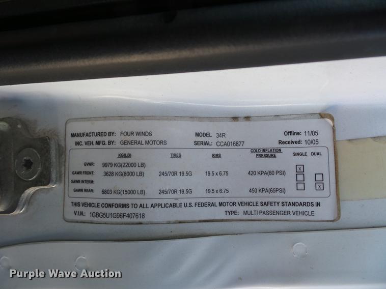 image for item DA0868 2006 Chevrolet C5500 Chateau RV