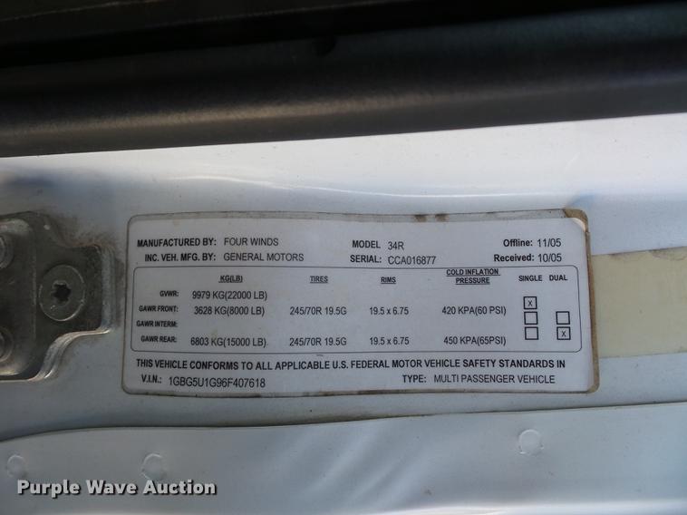 image for item DA0868 2006 Chevrolet C5500 Chateau RV