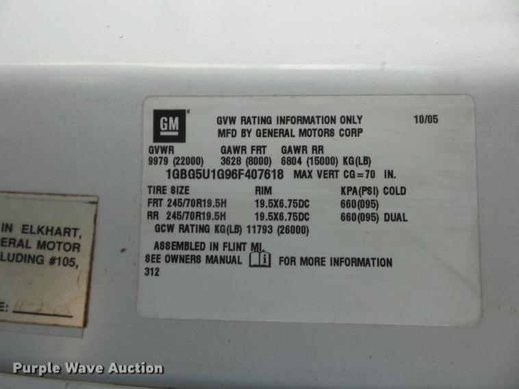 image for item DA0868 2006 Chevrolet C5500 Chateau RV