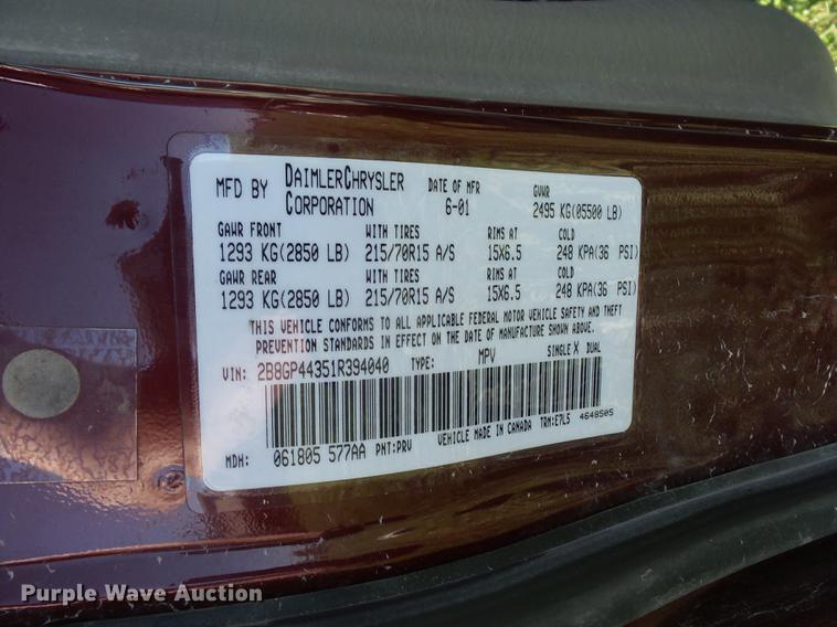 image for item DA0887 2001 Dodge Grand Caravan van