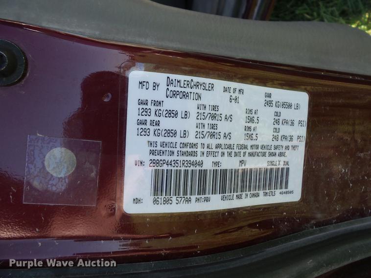 image for item DA0887 2001 Dodge Grand Caravan van