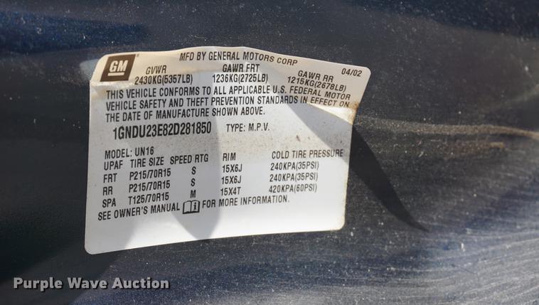 image for item DA1318 2002 Chevrolet Venture van