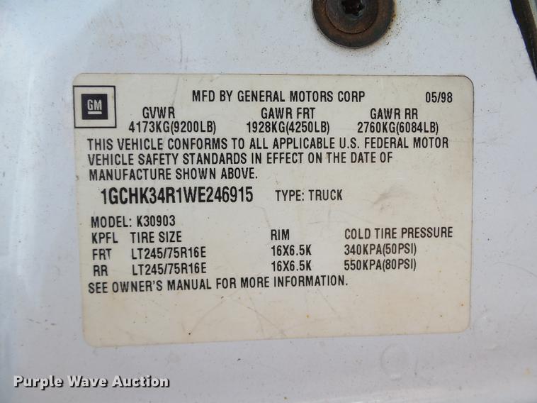 image for item DB4209 1998 Chevrolet Silverado 3500 pickup truck