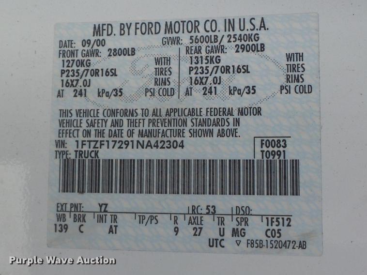 image for item DB6393 2001 Ford F150 XL pickup truck