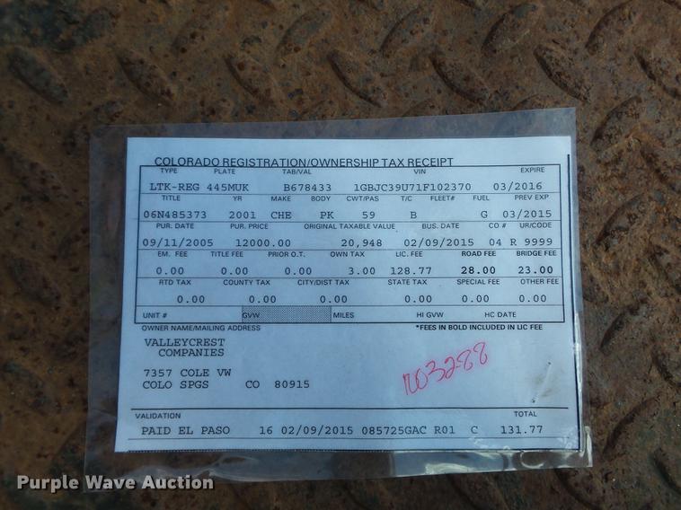 image for item DB6398 2001 Chevrolet Silverado 3500 Ext. Cab flatbed pickup truck