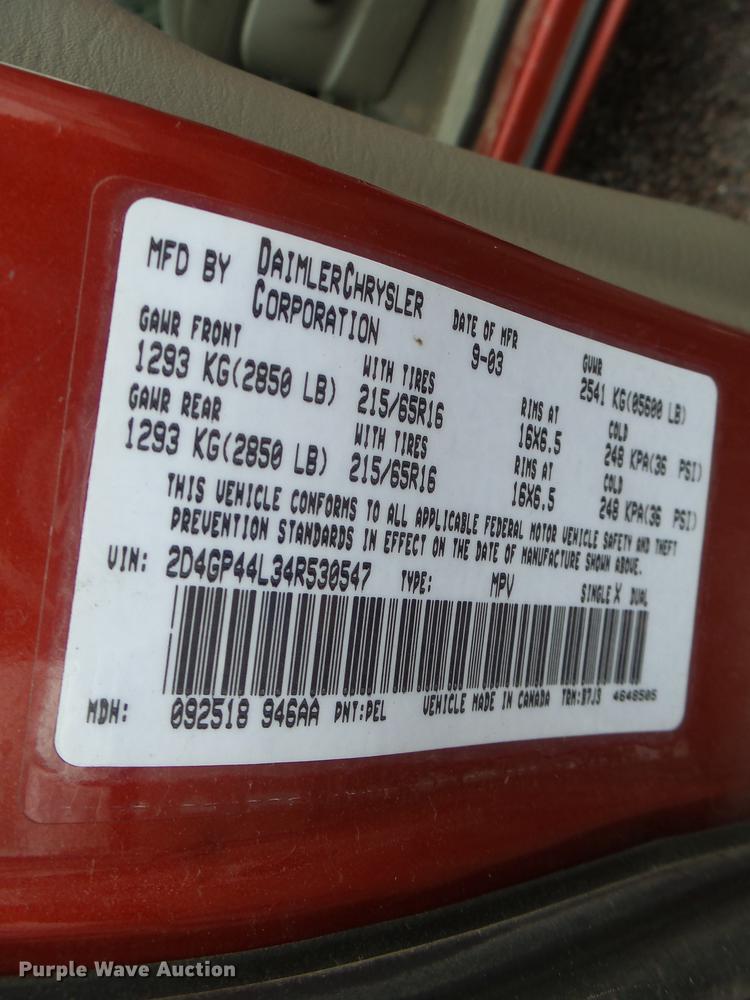 image for item DB9995 2004 Dodge Grand Caravan van