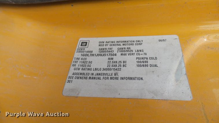 image for item DC1797 1997 GMC C7500 flat dump bed truck