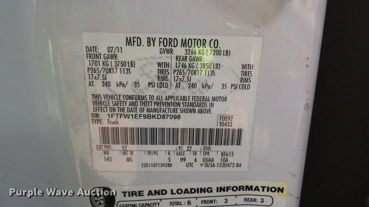 image for item DC2642 2011 Ford F150 XLT SuperCrew pickup truck