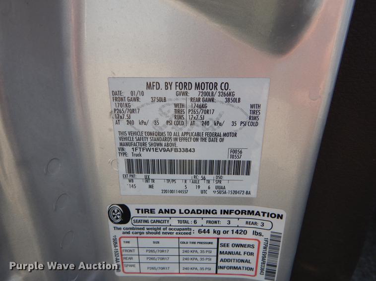 image for item DD0800 2010 Ford F150 XLT SuperCrew pickup truck