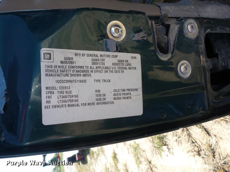 image for item K6347 1996 Chevrolet 2500 Ext. Cab utility bed pickup truck