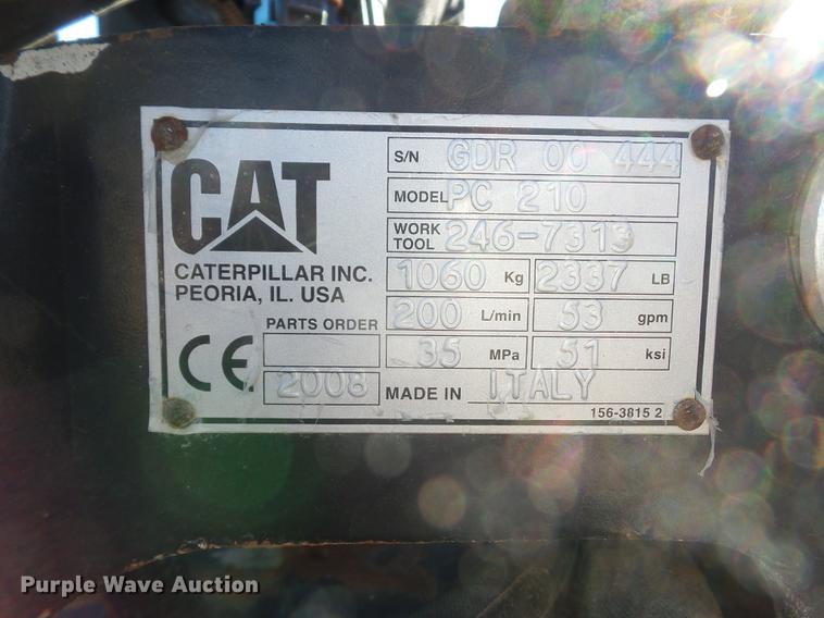 image for item DA0914 2008 Caterpillar PC210 skid steer planer