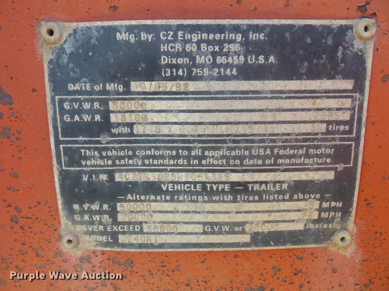 image for item DA0951 1993 CZ Engineering equipment trailer