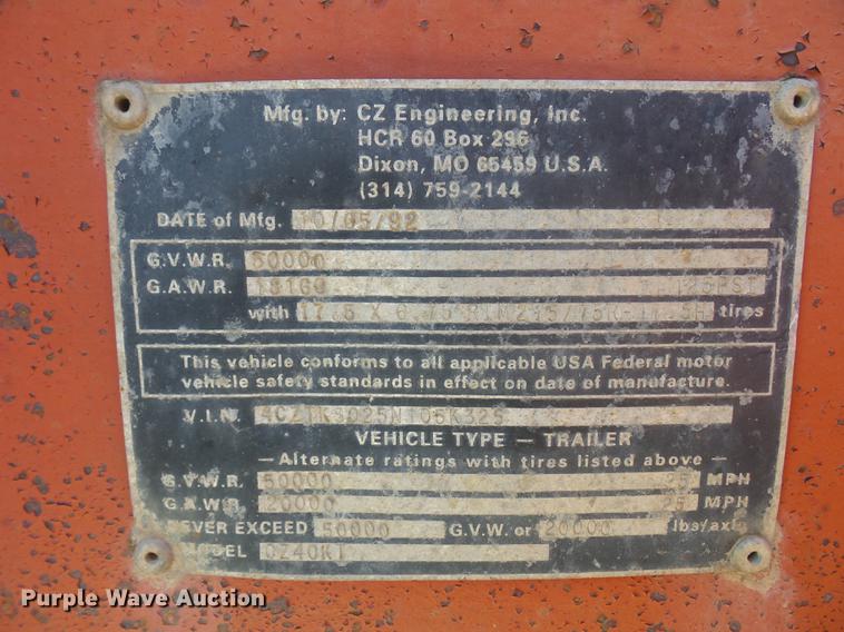 image for item DA0951 1993 CZ Engineering equipment trailer