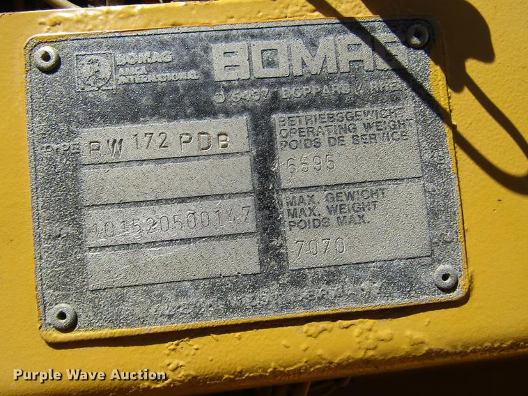 image for item DA3185 2000 Bomag BW172PDB single drum roller