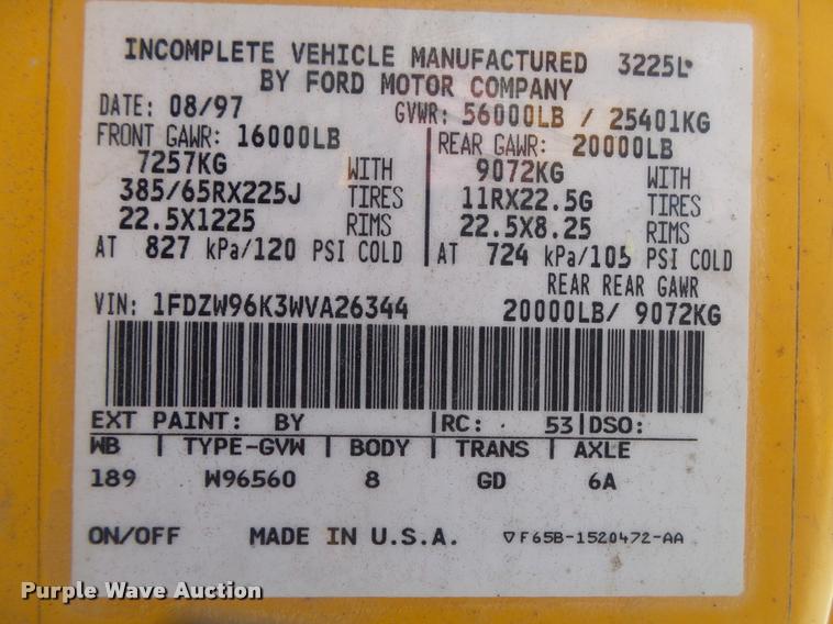 image for item DB7406 1998 Ford LT9501 Louisville 101 dump truck