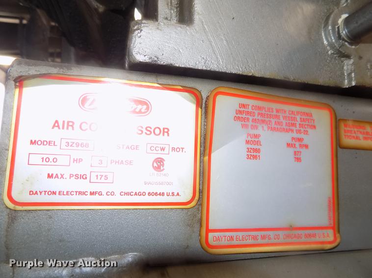 image for item DC4778 1988 Dayton 3Z968 air compressor