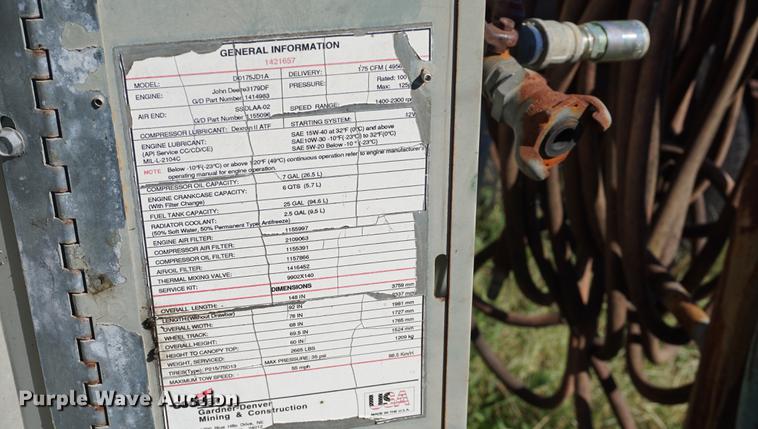 image for item DC5254 Gardner Denver 175 air compressor