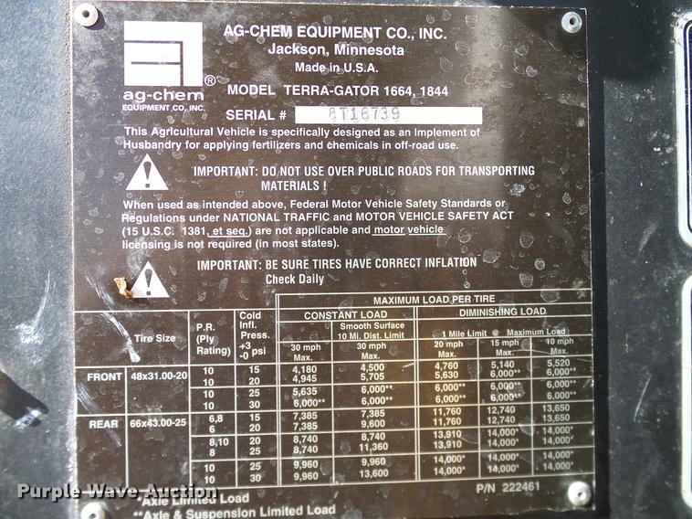 image for item DA6954 1999 Ag-Chem TerraGator 1844 self-propelled applicator