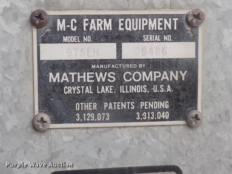 image for item DC4773 Mathews Company 975 EM grain dryer