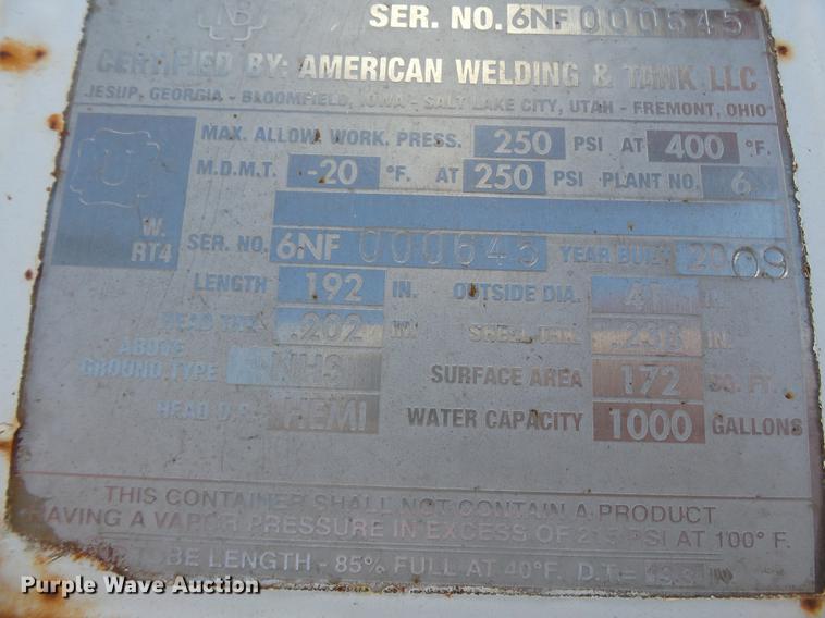 image for item DC6799 2009 American Welding & Tank anhydrous ammonia tank