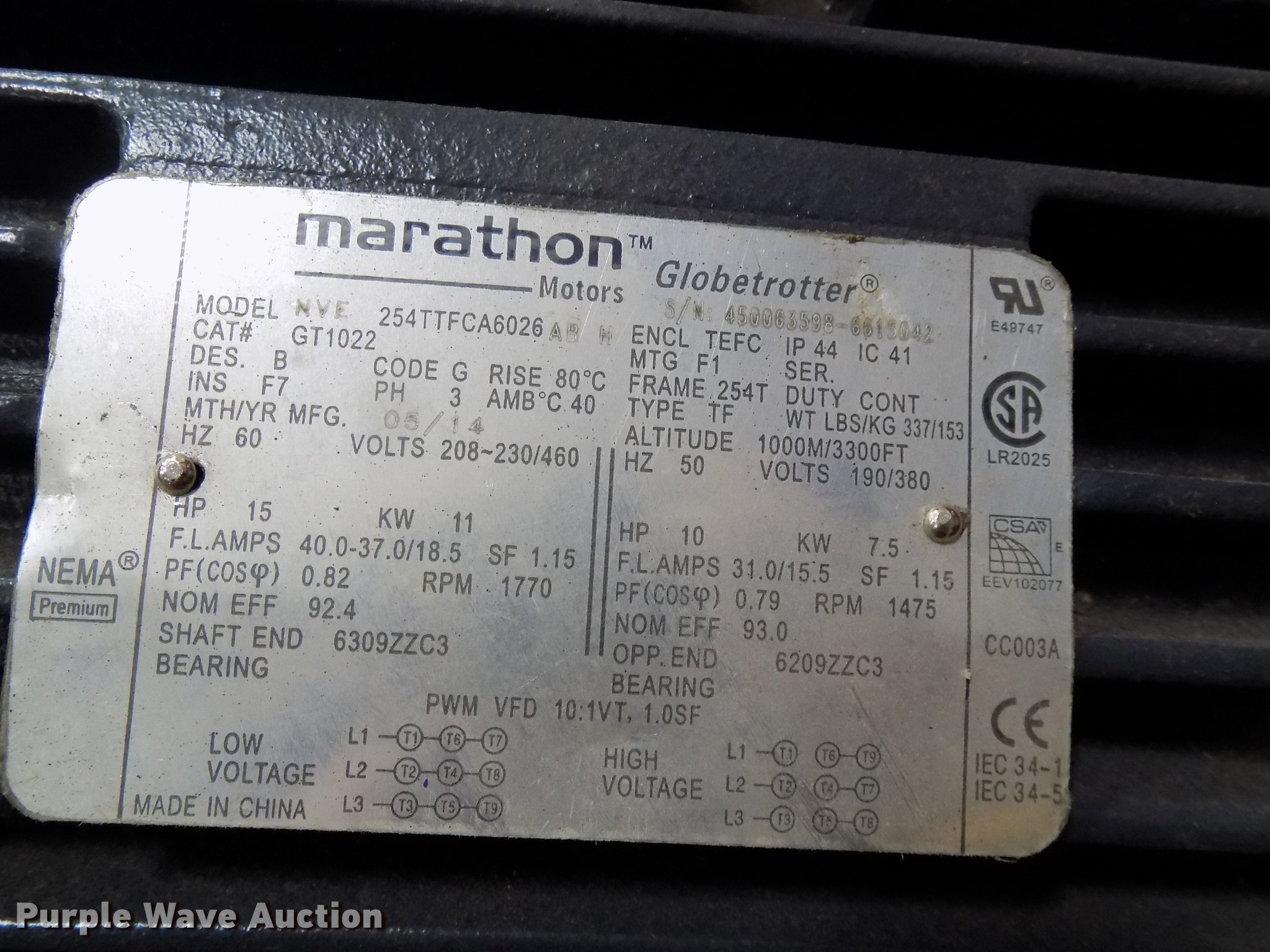 Electric motor in Dubuque, IA Item DC4869 sold Purple Wave